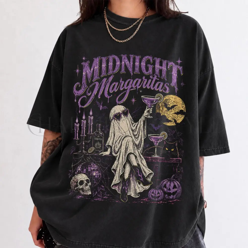Midnight Margaritas Ghost Comfort Colors T-Shirt - Black / S - T-Shirt