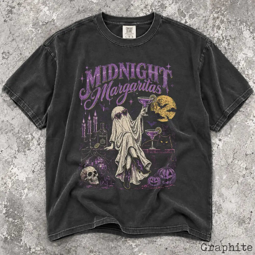 Midnight Margaritas Ghost Comfort Colors T-Shirt - Graphite / S - T-Shirt