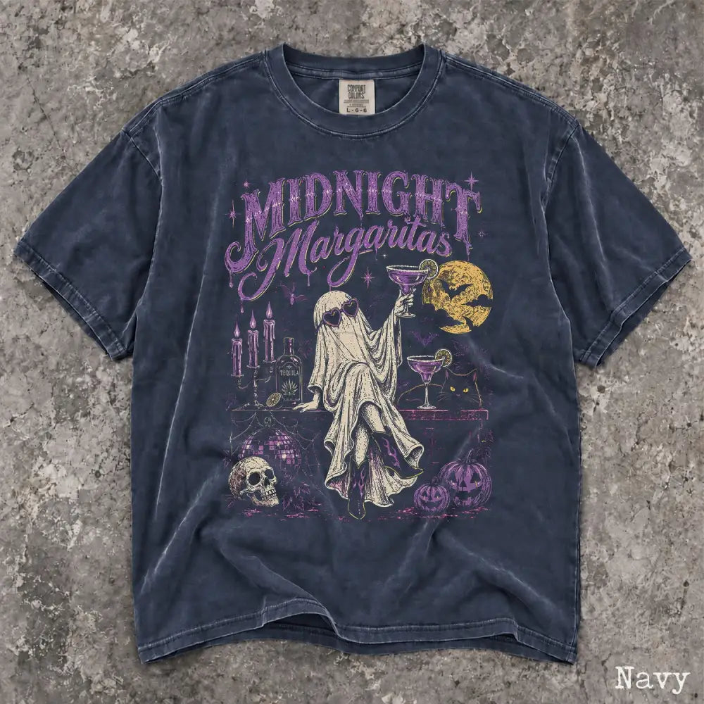 Midnight Margaritas Ghost Comfort Colors T-Shirt - Navy / S - T-Shirt