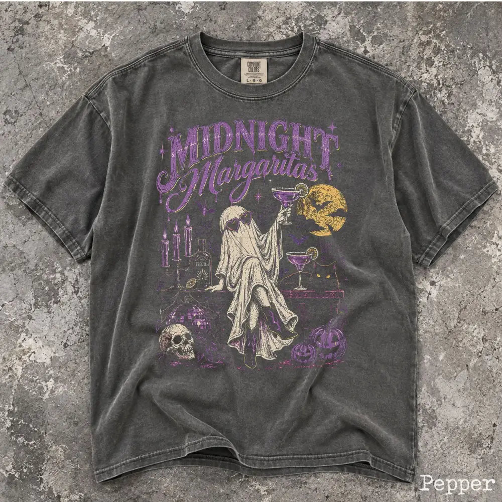Midnight Margaritas Ghost Comfort Colors T-Shirt - Pepper / S - T-Shirt