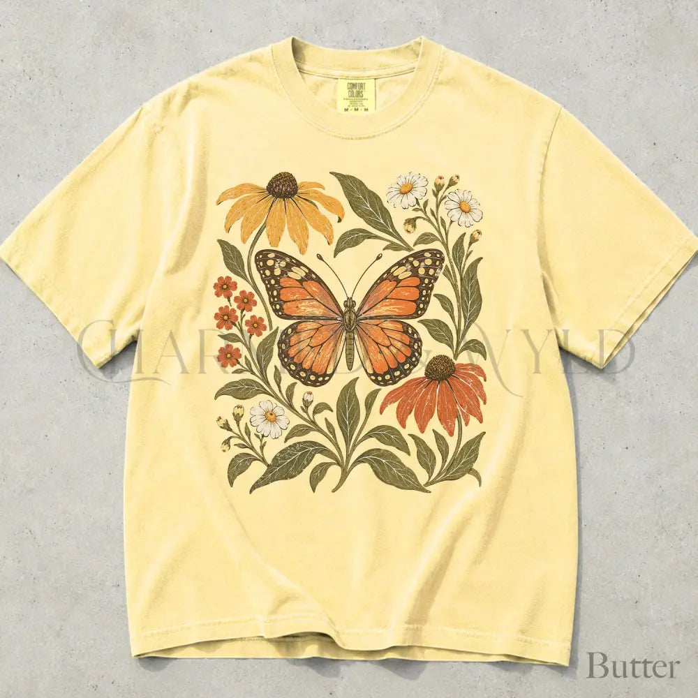 Monarch Butterfly Comfort Colors T-Shirt - Butter / S - T-Shirt