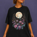 Moon Floral T-Shirt - Black / S - T-Shirt