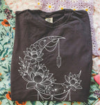 Crescent Moon Crystal Lotus T-Shirt