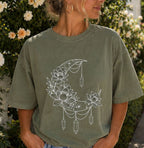 Crescent Moon Crystal Lotus T-Shirt