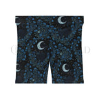 Moonlit Cat & Wildflowers Biker Shorts - All Over Prints