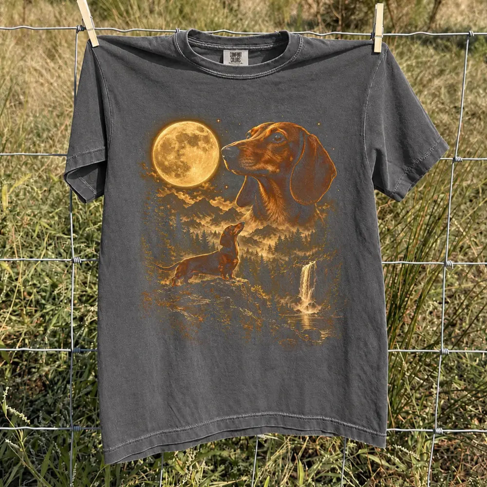 Moonlit Dachshund Comfort Colors T-Shirt - T-Shirt