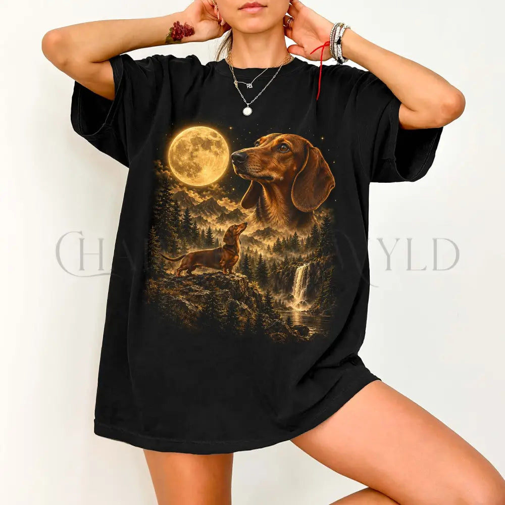 Moonlit Dachshund Comfort Colors T-Shirt - T-Shirt