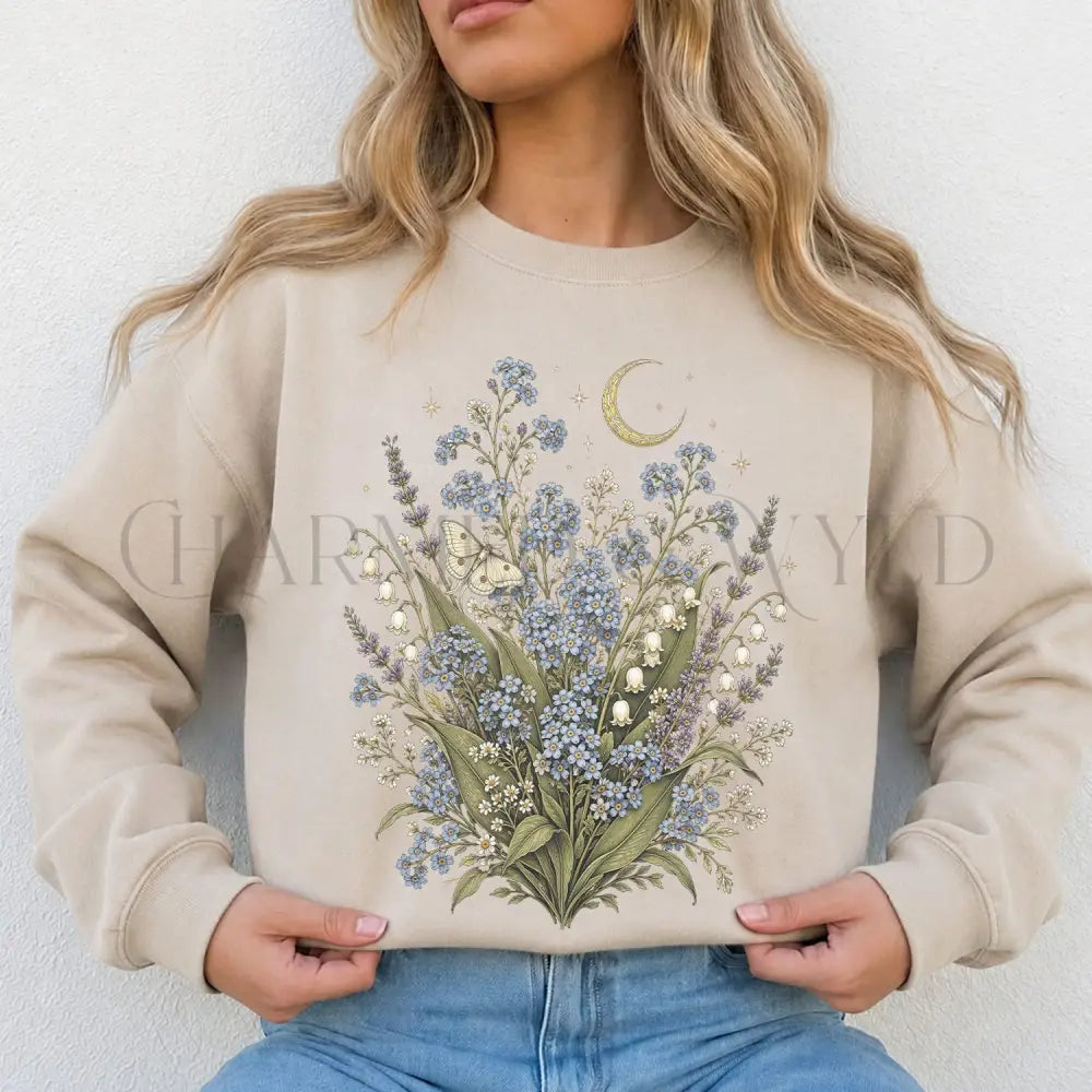 Moonlit Forget Me Not Sweatshirt - Charmed and Wyld