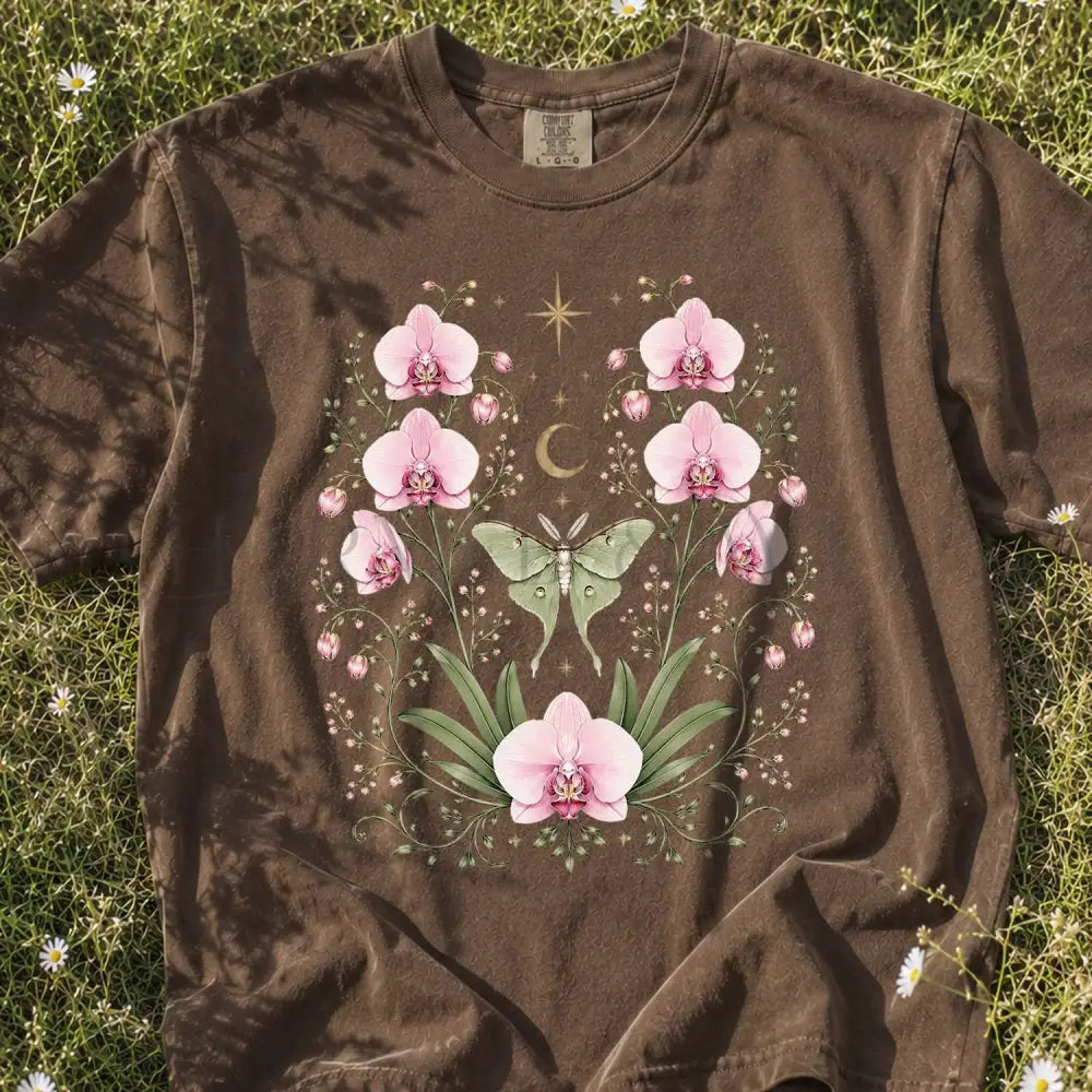 Moonlit Pink Orchid Flower T-Shirt - Charmed and Wyld