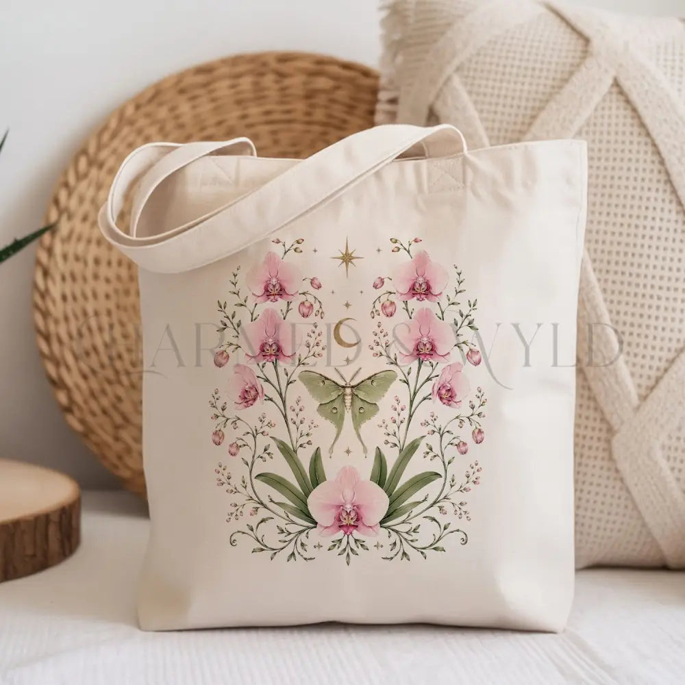Moonlit Pink Orchid Flower Tote Bag - Charmed and Wyld