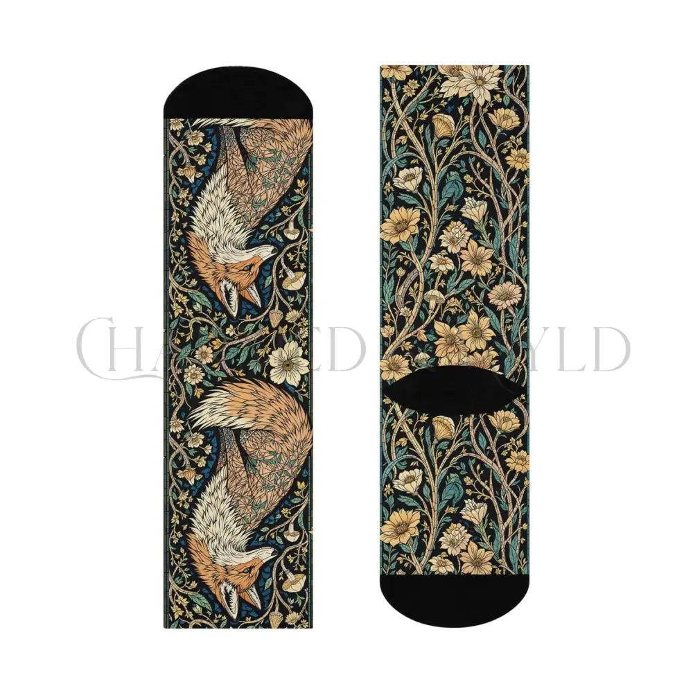 Mosaic Fox Art Nouveau Floral Adults Unisex Socks