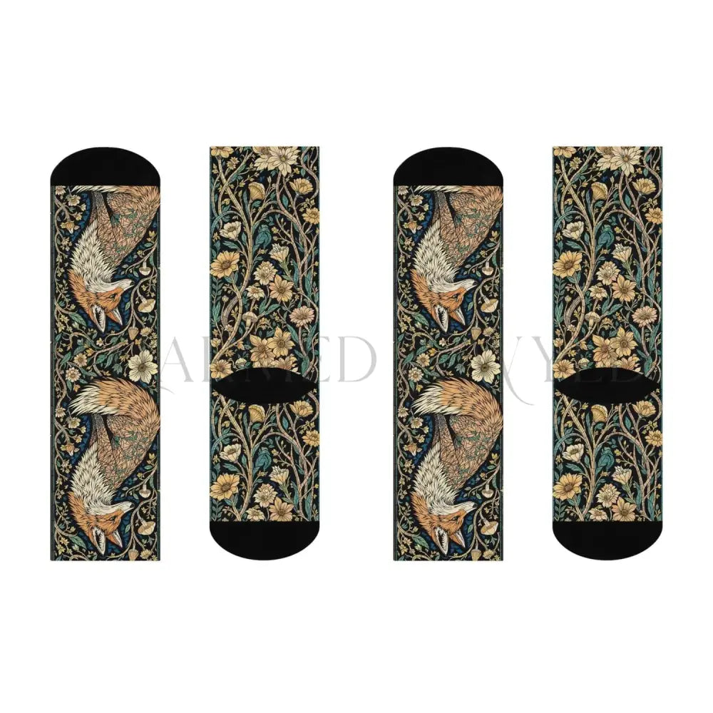 Mosaic Fox Art Nouveau Floral Adults Unisex Socks