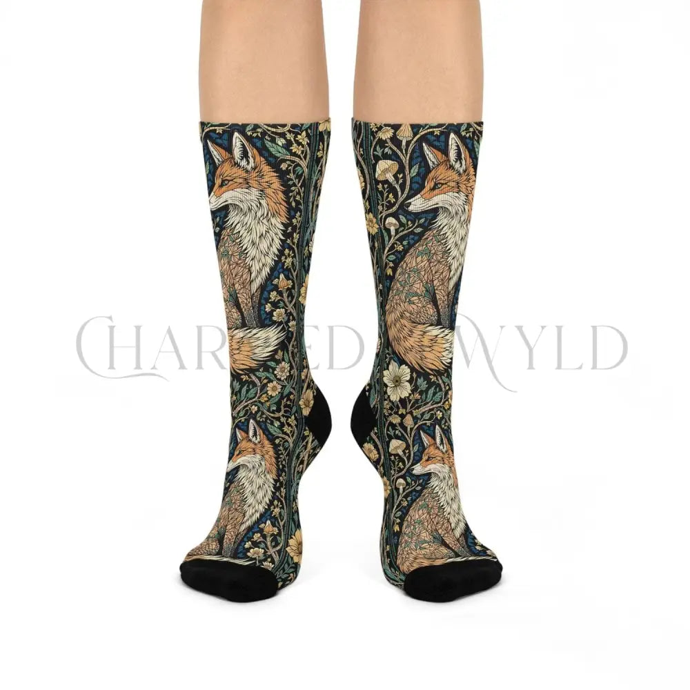 Mosaic Fox Art Nouveau Floral Adults Unisex Socks