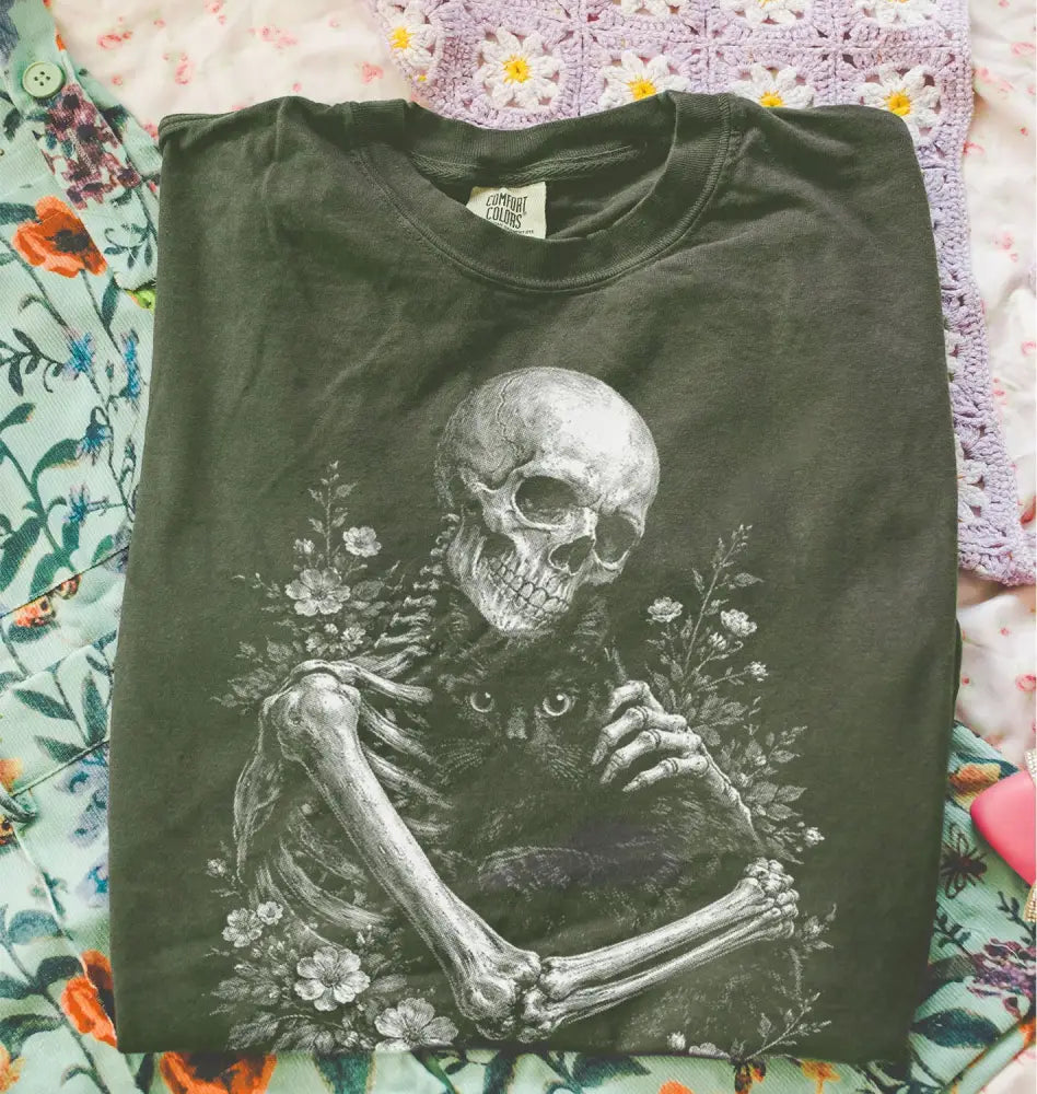 My Eternal Companion Skeleton T-Shirt - Moss / S - T-Shirt