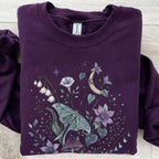 Mystic Moth Graphic Sweatshirt - Purple / S - Sweatshirt