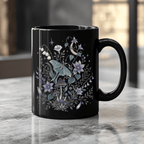 Mystical Moth Black Ceramic Mug