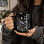 Mystical Moth Black Ceramic Mug
