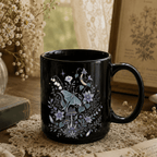 Mystical Moth Black Ceramic Mug