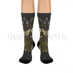 Mystical Moth Floral Adults Unisex Socks - One size / 3/4 Crew - All Over Prints