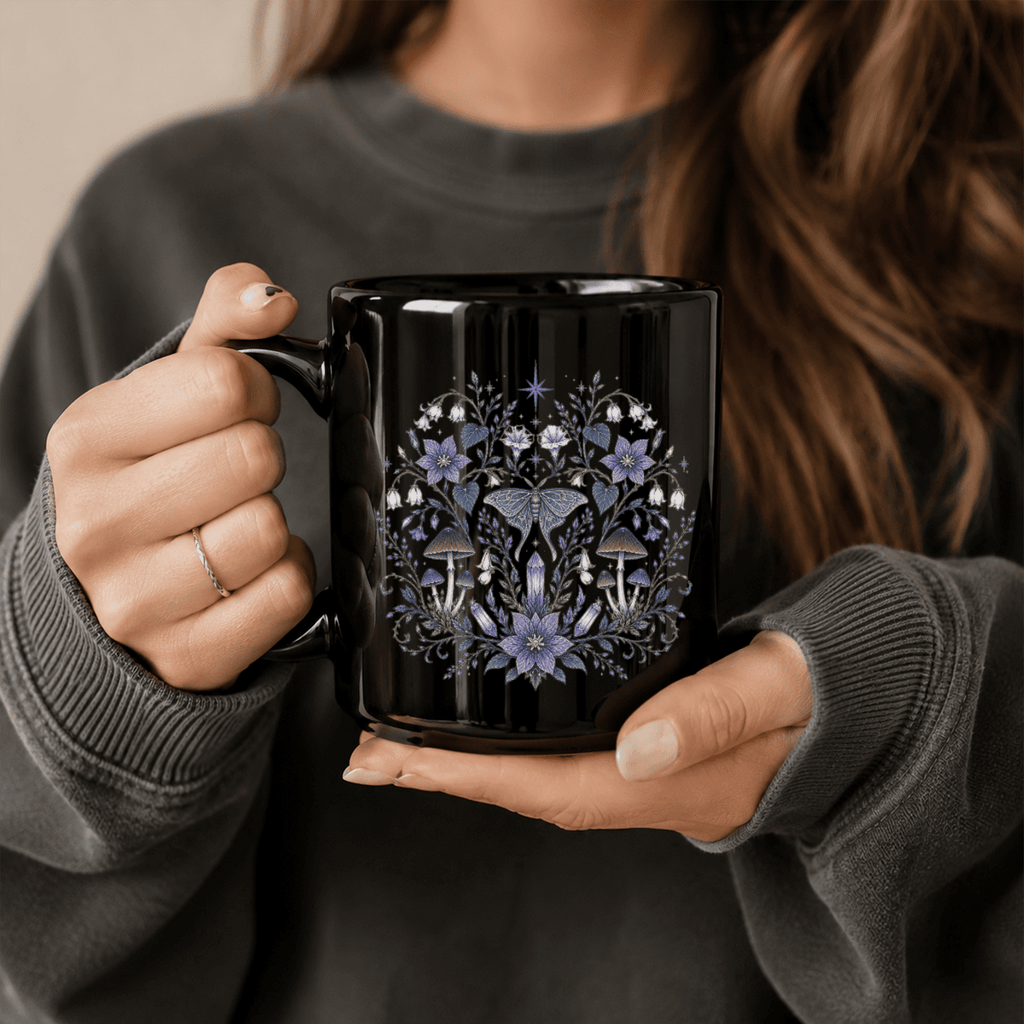 Mystical Butterfly Black Ceramic Mug
