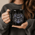 Mystical Butterfly Black Ceramic Mug
