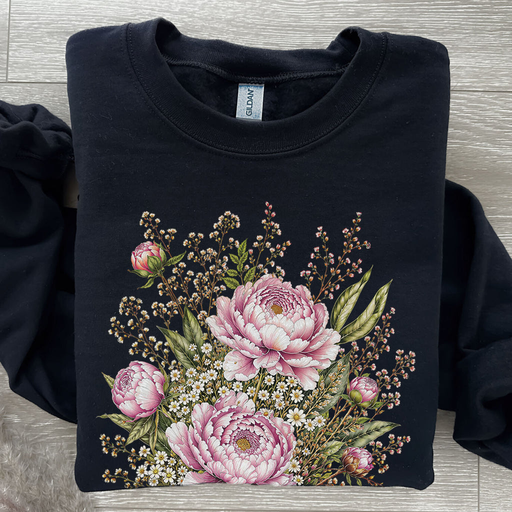 Pink Peony Floral Sweatshirt