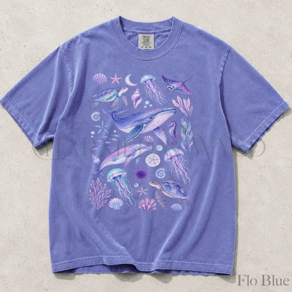 Ocean Animals Comfort Colors T-Shirt - Flo Blue / S - T-Shirt
