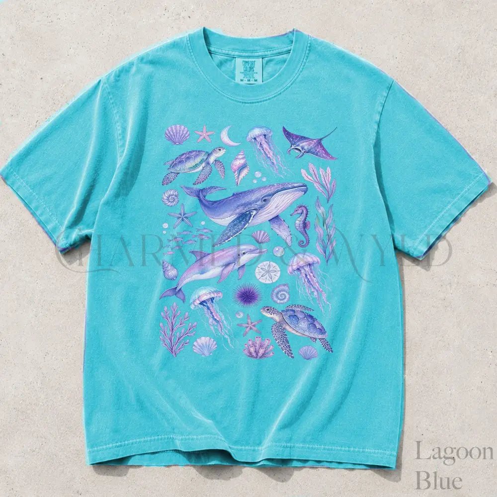 Ocean Animals Comfort Colors T-Shirt - Lagoon Blue / S - T-Shirt