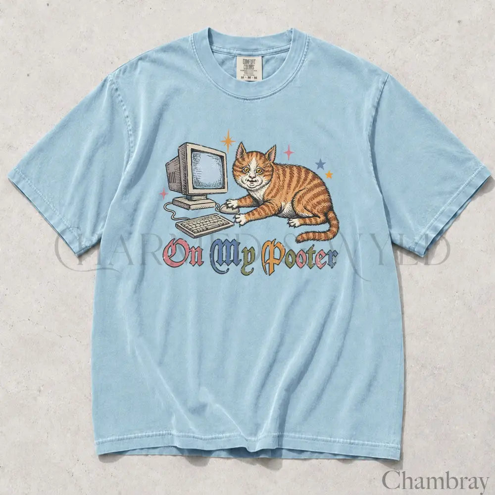 On My Pooter Comfort Colors T-Shirt - Chambray / S - T-Shirt