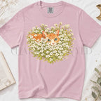 Orange Cat Wildflower T-Shirt - T-Shirt