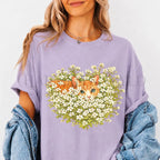 Orange Cat Wildflower T-Shirt