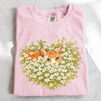 Orange Cat Wildflower T-Shirt - Blossom / S