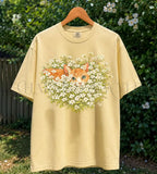 Orange Cat Wildflower T-Shirt - Butter / S - T-Shirt