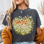 Orange Cat Wildflower T-Shirt - Pepper / S - T-Shirt