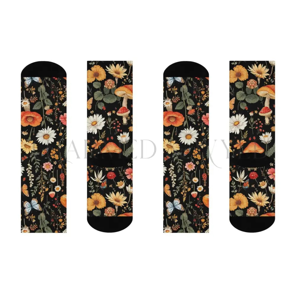 Orange Mushroom Wildflower Adults Unisex Socks