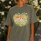 Orange Cat Wildflower T-Shirt