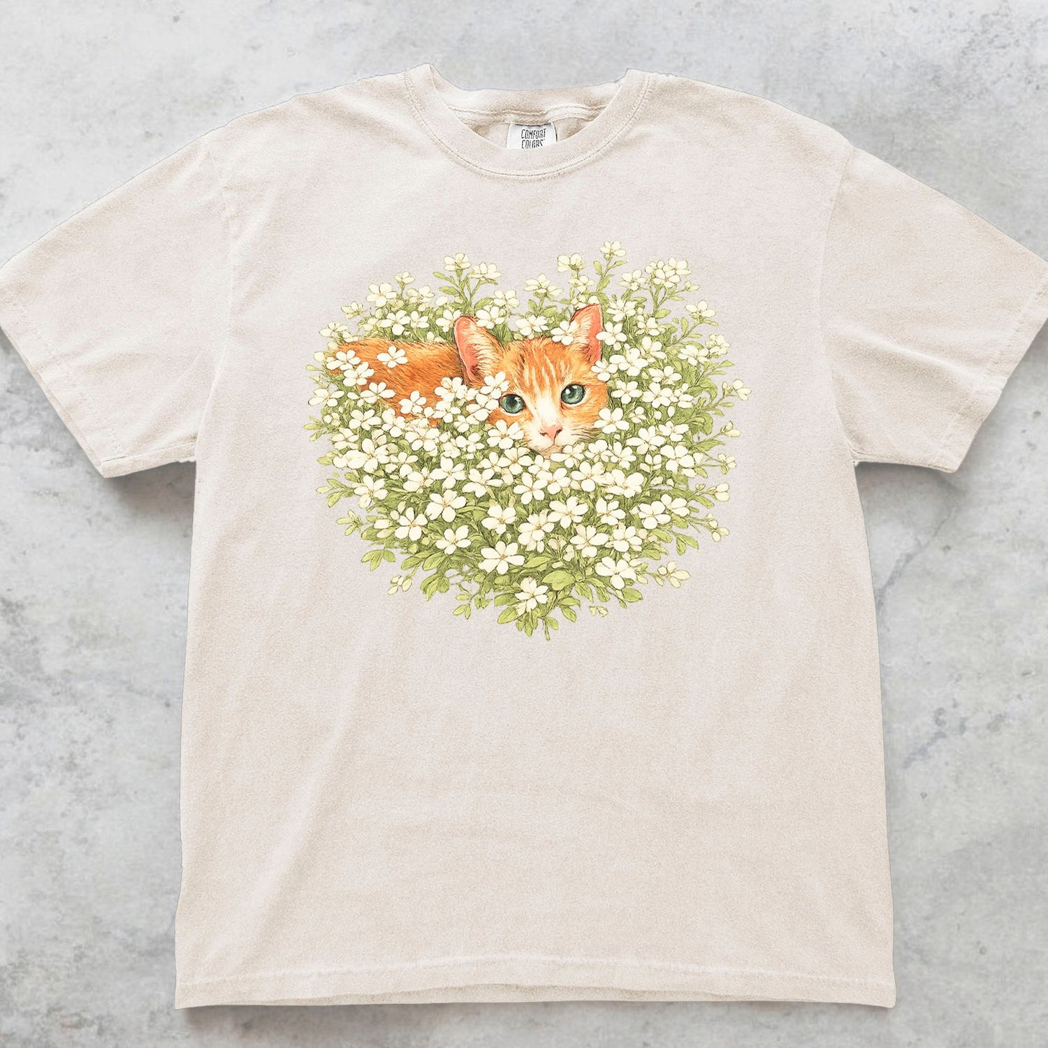 Orange Cat Wildflower T-Shirt