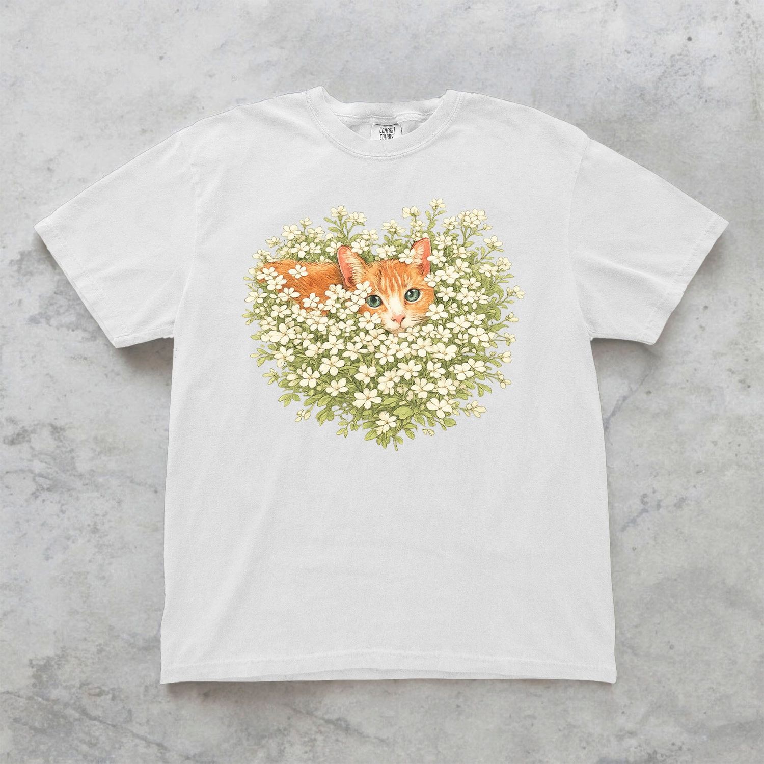 Orange Cat Wildflower T-Shirt