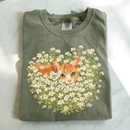 Orange Cat Wildflower T-Shirt