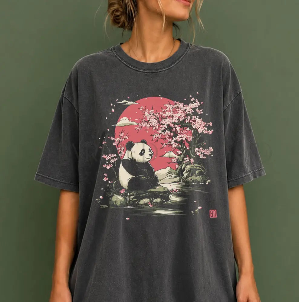 Panda Cherry Blossom T-shirt - T-Shirt