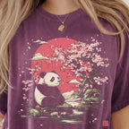 Panda Cherry Blossom T-shirt - Berry / S - T-Shirt