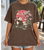 Panda Cherry Blossom T-shirt - Espresso / S - T-Shirt