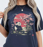 Panda Cherry Blossom T-shirt - Navy / S - T-Shirt