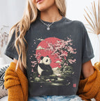Panda Cherry Blossom T-shirt - Pepper / S - T-Shirt