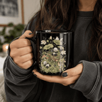 Botanical Panda Black Ceramic Mug