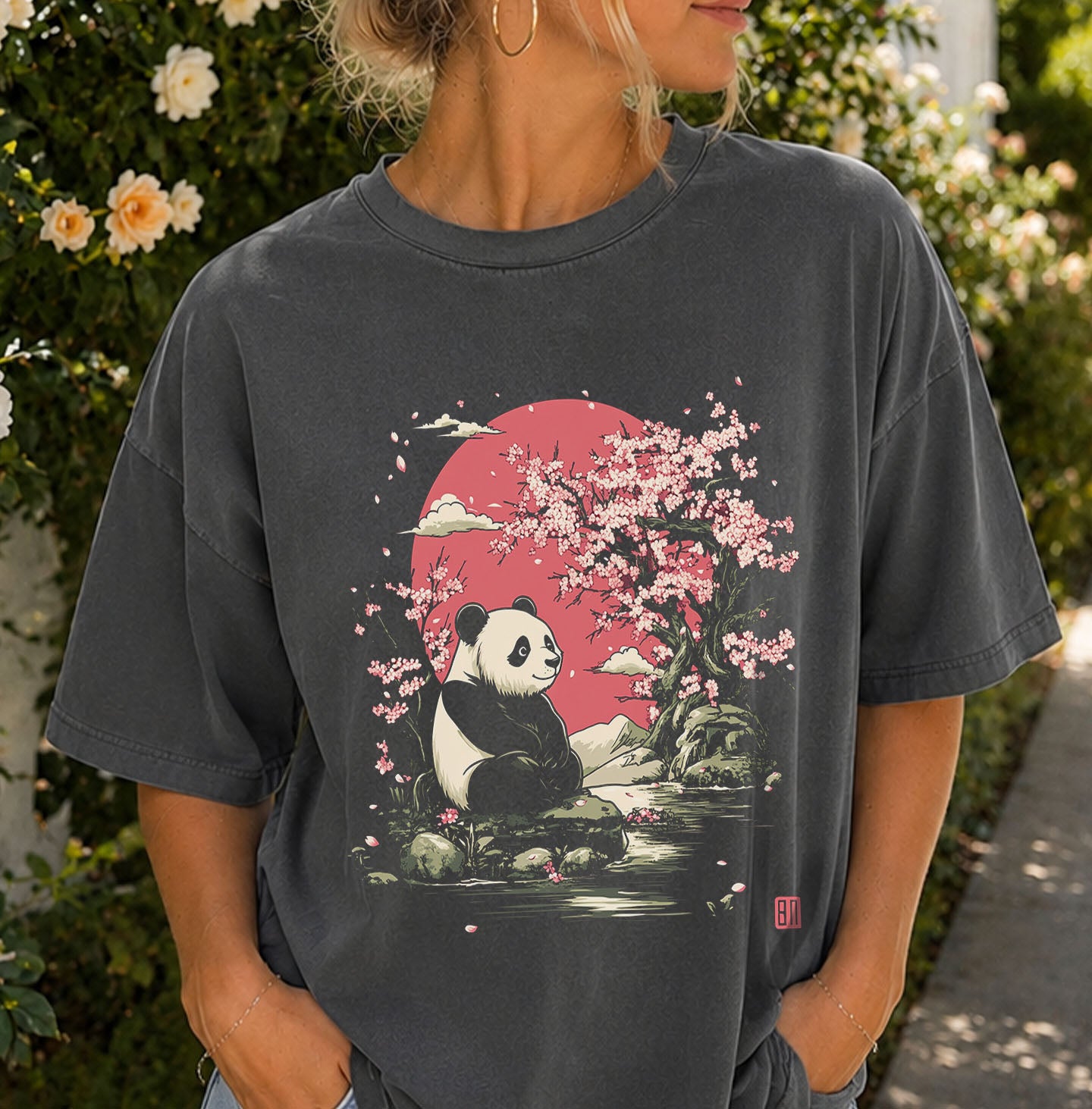 Panda Cherry Blossom T-shirt