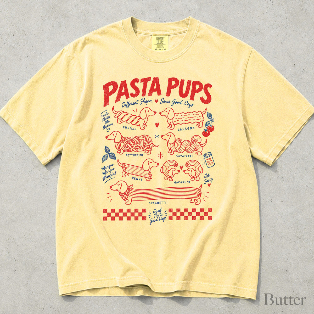 Dachshund Pasta Pups Comfort Colors T-Shirt