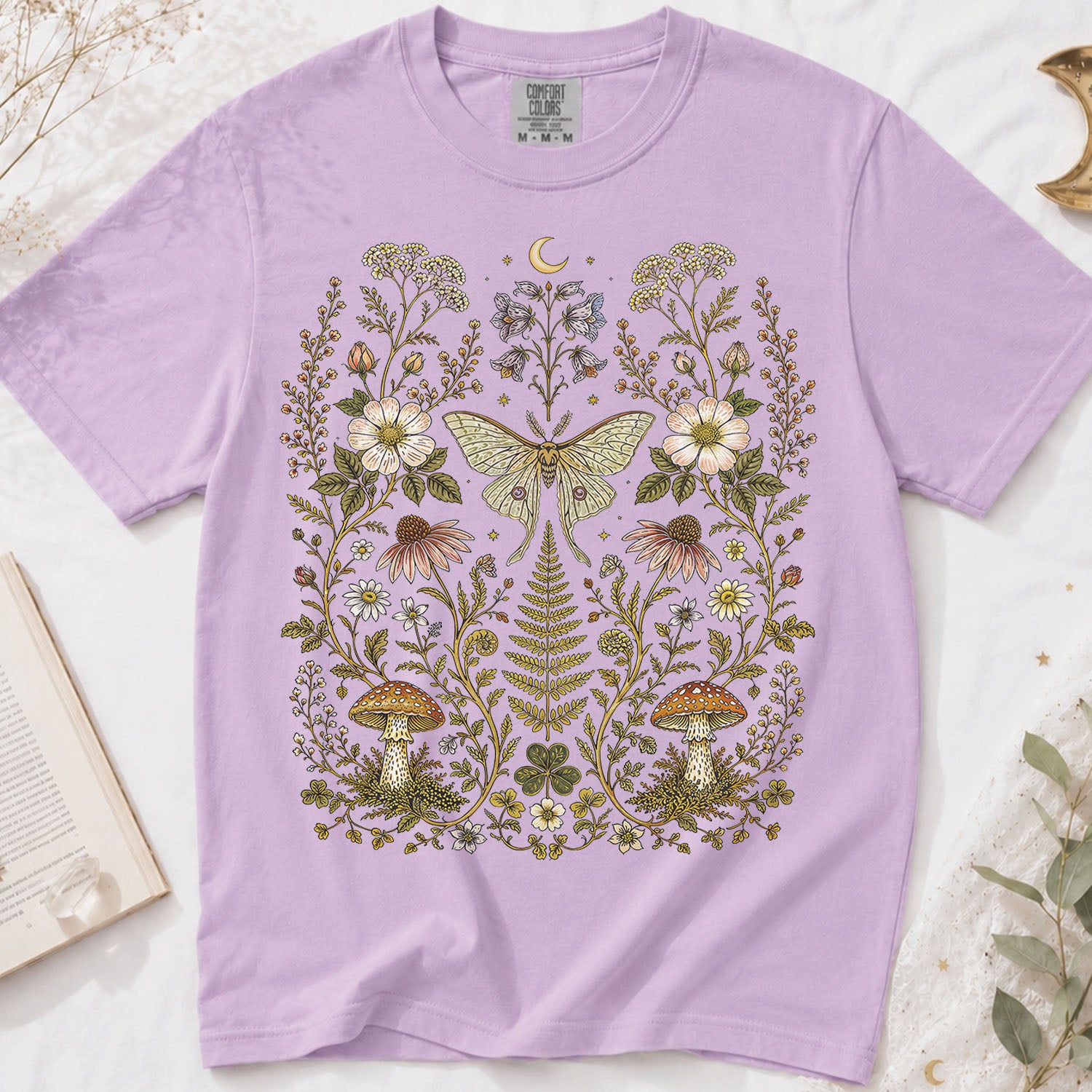 Whimsical Moth Wildflower T-Shirt