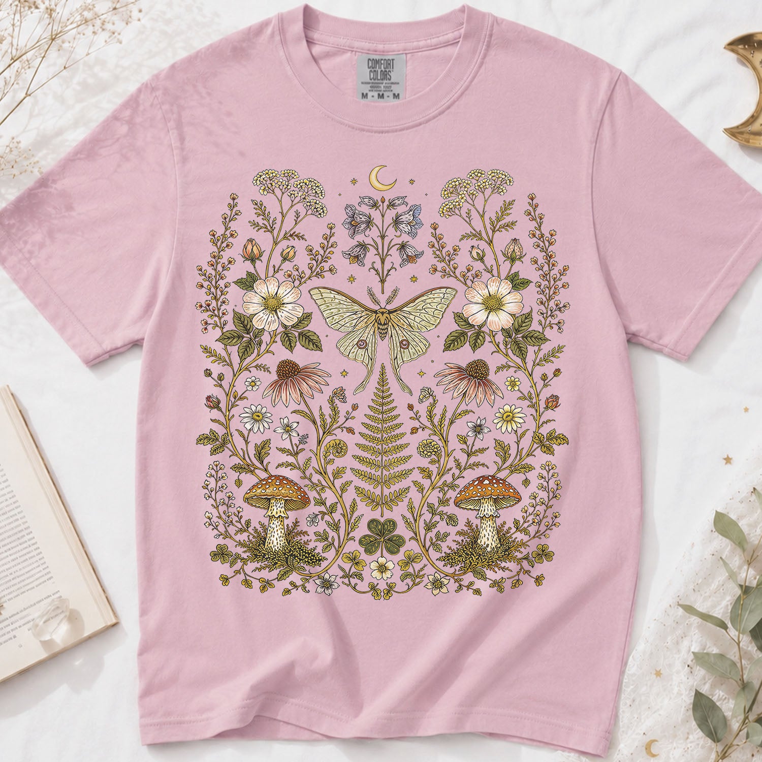 Whimsical Moth Wildflower T-Shirt