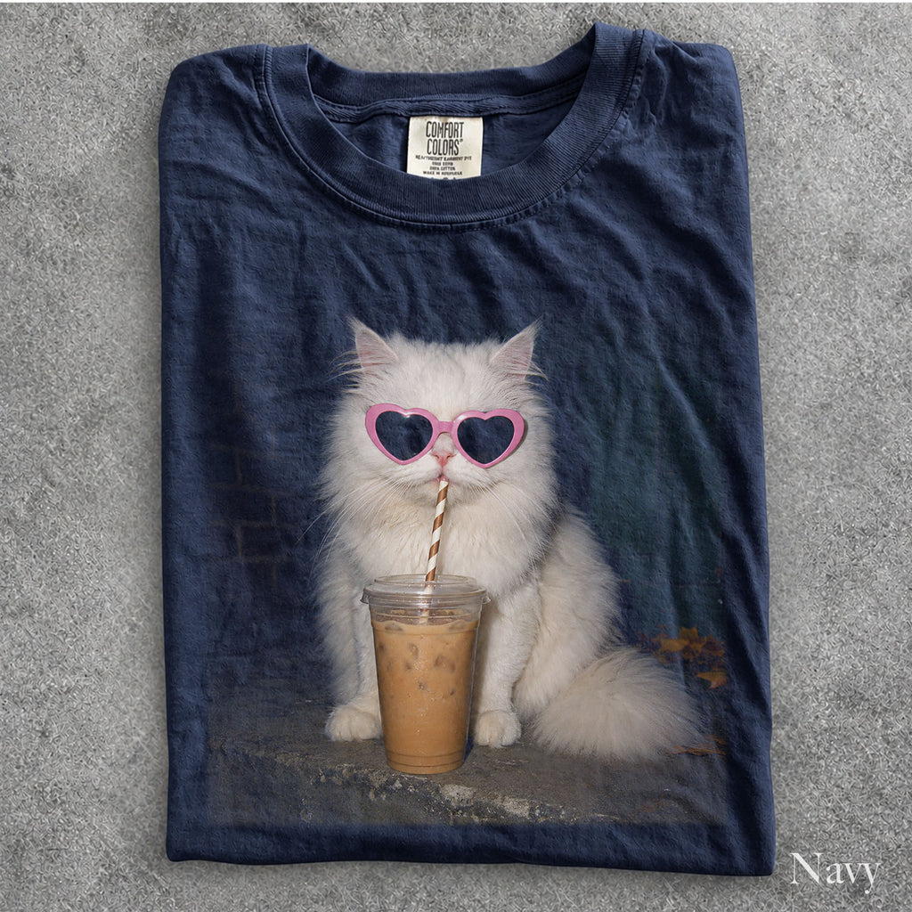 Boujee Iced Coffee Cat Comfort Colors T-Shirt